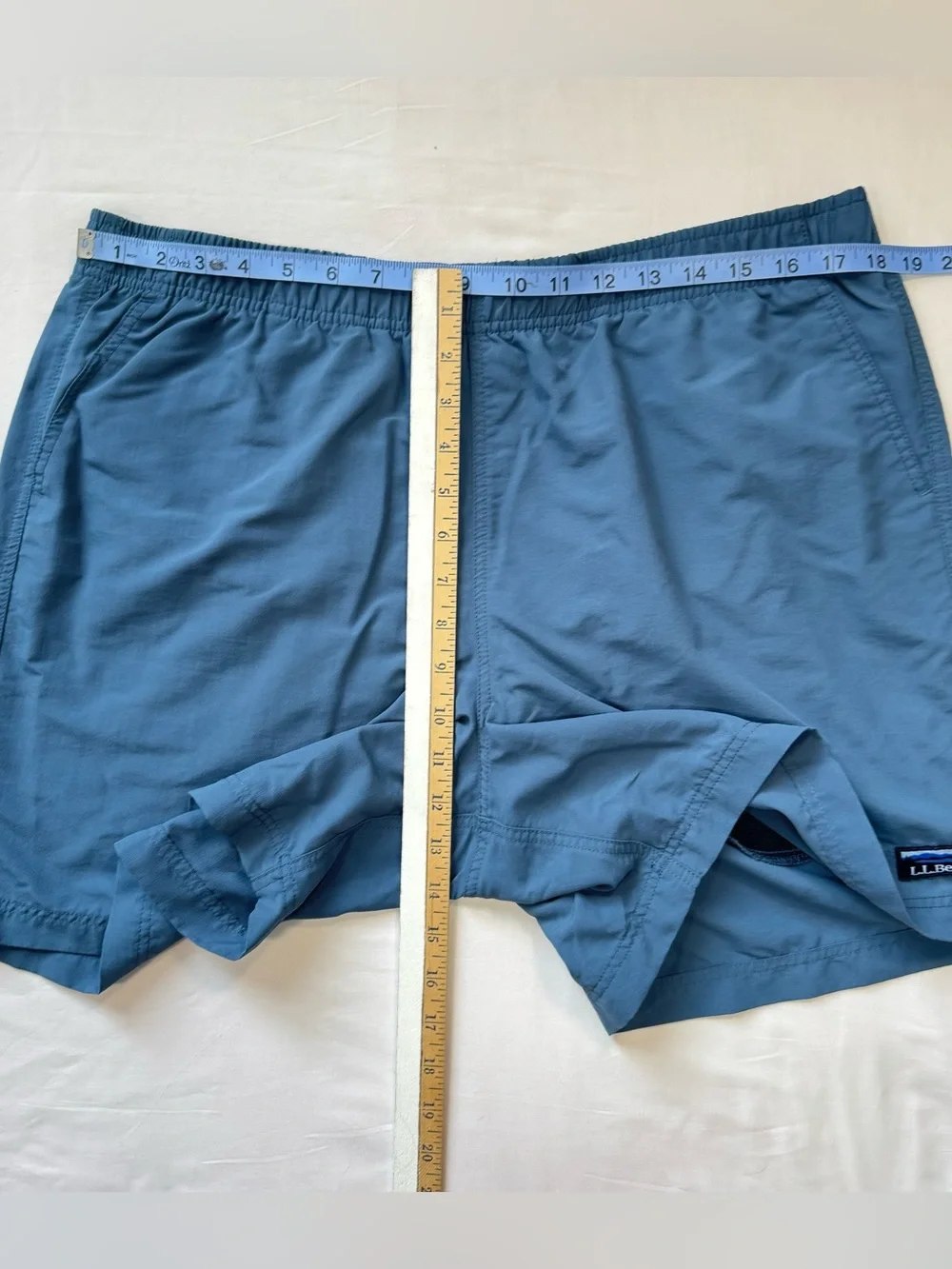 LL Bean Swim Trunk Shorts Men’s Large Blue Pockets Lined Coastal Beach Nautical